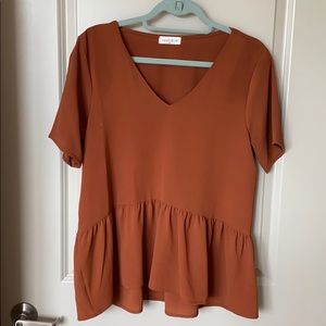 Rust Peplum Blouse